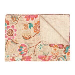 Taj Hotel Home Decor Kantha Cotton Throw | 1-Piece | Multicolor | 50"x70"